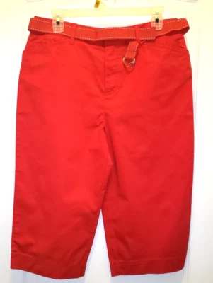 White Stag Red With Belt Capri Pant Size 6 Inseam 17" - Image 1 of 4