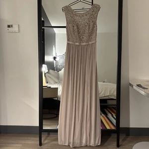 Vintage David’s Bridal taupe lace w mesh Dress size 2 - Picture 1 of 12