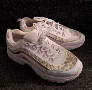 Fila - Ladies - White Trainers - Size 8 EUR 41 Leopard Detail - Picture 1 of 7