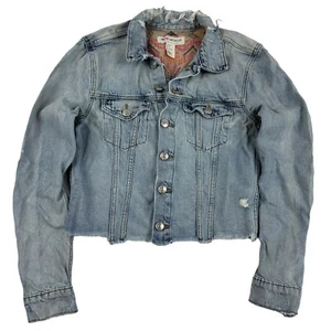 H&M x Coachella Official Collection Denim Blue Jean Jacket Distressed L/S Sz 8 - Picture 1 of 8