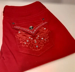 Pantalones de Noche Nine West Fecha Talla 28 Rojo Navidad Deslumbrado - Imagen 1 de 6