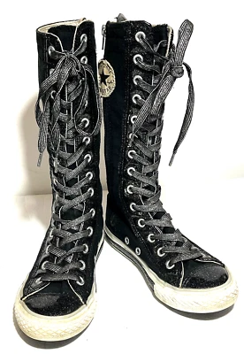 RARE Converse XXHI Glitter Patent Tall Boots Size 12 Junior Boots Sneakers Black - Image 1 of 4