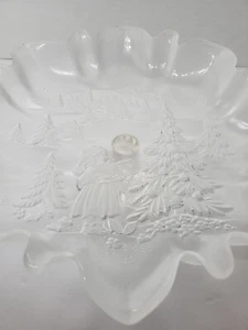 Mikasa Clear Glass Etched Footed Christmas Story 9 3/4" Germany Cake Plate - Picture 1 of 10