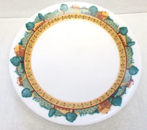 Lote de 8 platos de cena paisaje Corelle Corning 10 1/4" cabina redonda de troncos verde blanco - Imagen 1 de 10