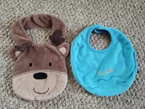 Carters Vintage Bibs Gold Fish & Reindeer - Picture 1 of 3