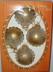 Christmas by Krebs Frosted Glass and Gold Bethlehem Ornaments Set of 4 - Picture 1 of 4
