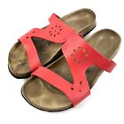 Birkenstock Betula Sandals 40 Red Slip On Womens 9 Floral Cutout Shoes