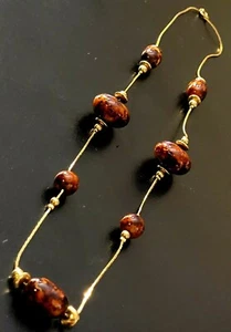 Cadena de caja de 14" y collar de moda con cuentas Goldtone; colores marrón/óxido; broche de langosta - Imagen 1 de 12