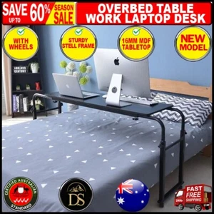 Overbed Table Work Laptop Desk Computer Study Portable Adjustable with Wheels - Picture 1 of 10