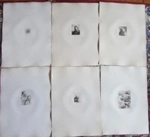 LOT OF 6 REMBRANDT PHOTOGRAVURE PORTRAITS CIRCA 1880 WATER MARKED LAID PAPER C - Picture 1 of 7