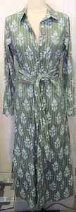 Spartina 449 Designer Green Cotton Blend Lined Long Sleeve Shirt Dress Size S - Picture 1 of 6