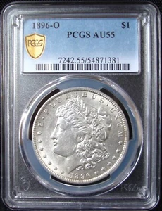 1896-O Morgan Silver Dollar - PCGS AU 55 - Gold Shield - Picture 1 of 5