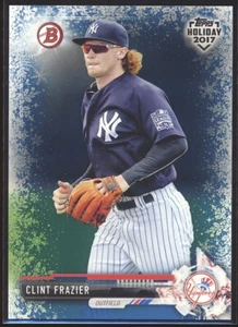 2017 Topps Holiday Bowman Clint Frazier 11/50 Blue Winter Wonderland Yankees - Picture 1 of 2