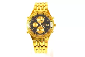 SEIKO Watch World Timer GMT Alarm Gold Panda SEIKO 5T52-7A29 Vintage Wristwatch - Picture 1 of 9