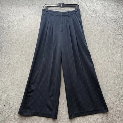 Pantalón Anthropologie Maeve Plisado Pierna Ancha Pantalones A Rayas Azul Marino Talla 6 Foto 1 de 4