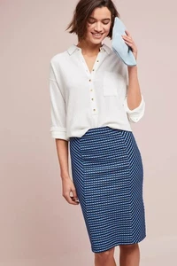 Maeve By Anthropologie Blue & Black Pencil High Waist Skirt Womens Size Small - Picture 1 of 8