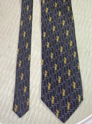 Como House 男式领带 100% 真丝高尔夫灰色/黄色意大利制造 58 英寸 x 3.5 英寸 — 第 1/4 张图片