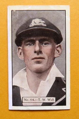 1934/35 ALLEN'S Cricketers Card:  TIM WALL  (Sth Aust)  #14 - image 1 of 2