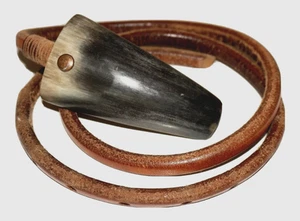 Cinturón de cuero tostado y cuerno de toro pulido vintage personalizado 28"-34" - Imagen 1 de 8