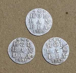 SET Year 1730 , 1731 & 1732 Netherlands VOC 2 Stuiver Silver Holland Coin_Z154 - Picture 1 of 4