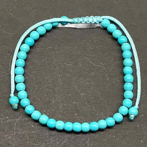 Handmade Adjustable Turquoise Bracelet 4mm Beads Boho Design for Unisex - Picture 1 of 10