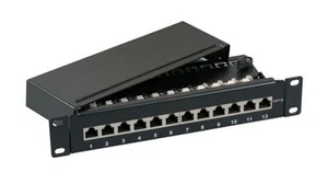 EFB-Elektronik Mini-Patchpanel STP 12xRJ45 Cat.6A, 10“ 1HE, RAL7035 grau (37737. - Bild 1 von 3