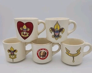 Vintage Boy Scouts Of America Mug Lot Of 5 70s 80s Coffee Mugs Camping Troop - Picture 1 of 10