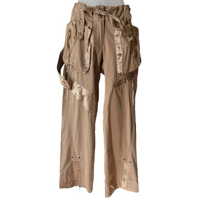 Vintage Miss Me Deadstock Size M Low Rise Tan Cargo Satin  Rave Y2K Pants - Image 1 of 4