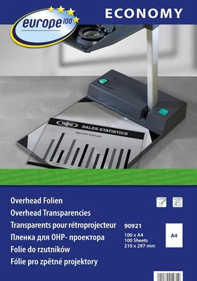 Europe100 90921 - Confezione Di 100 Lucidi per Stampante Laser E Fotocopiatrice, - Immagine 1 di 4