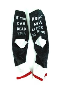 If You Can Read This Bring Glass of Wine Socks Novelty Humor Medium Grey White - Picture 1 of 3