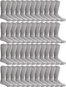 48 PK Mens King Size Loose Fit Non-Binding Cotton Diabetic Crew Socks Gray 13-16 - Picture 1 of 4