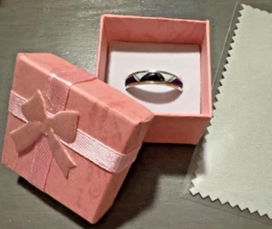 Signierter Zuni Stil Sugilit Onyx & Labor Opal 925 Silber Ring Größe 11 mit Geschenkbox - Bild 1 von 4