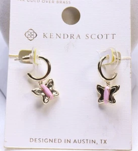 Kendra Scott Sadie Magnesite 14K Gold Over Brass Huggie Hoop Earrings - Lavender - Picture 1 of 5