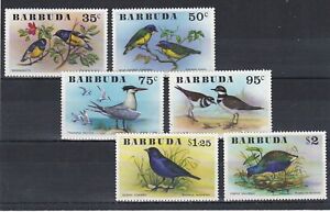 complete set of 6 mint Bird themed stamps from Barbuda. CV £7. 1976