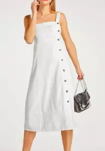 Vestido HEINE con lino offwhite blanco midi talla 40 42 44 - Imagen 1 de 5