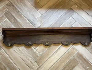 Hand Made Wood French Oak Coat Hat Antique 45” Farmhouse Rack Shelf Hooks Rustic - Picture 1 of 24