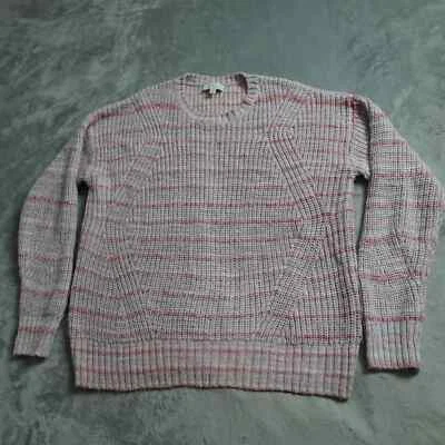 Lucky Brand Pullover Sweater Womens Large Pink Orange Knit Crew Neck Long Sleeve - Image 1 of 4