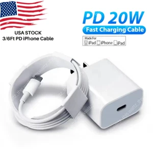 Adaptador de alimentación de 3/6 ft 20 W para Apple iPhone 15 14 Pro Max 13 12 11 11 XR - Imagen 1 de 21