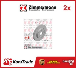 2x 280317520 ZIMMERMANN OE QUALITY BRAKE DISC SET - Picture 1 of 1