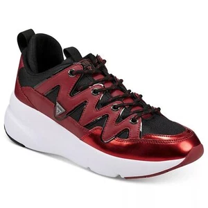 Guess Tane Men Chunky Platform Dad Sneakers Size US 11.5M Dark Red Faux Leather - Picture 1 of 6