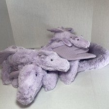 NOW FREE SHIP! BNWT Set of 3 JellyCat Lavender Dragons Huge 39”, M 27”Little 17”