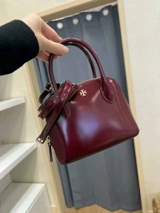 NWT Tory Burch Emerson Patent Mini Dome Satchel 159532 IN ROYAL BURGUNDY - Picture 1 of 9