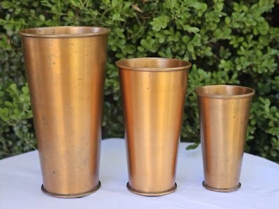 Винтажный Pottery Barn металлический Cooper тяжелый цветочный вазы набор из трех - Изображение 1 из 4