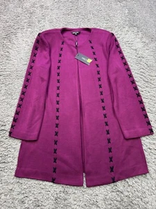 Misook Jacket Women XS Purple Detail Stitch Trim Open Front Cardigan Sweater NWT - Picture 1 of 9