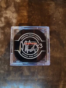 Morgan Frost Autographed Lehigh Valley Phantoms Puck Philadelphia Flyers Flames - Picture 1 of 2