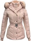 Michael Kors Womens Faux Fur Hooded Puffer Scuba Belted Jacket Blush - BRAND NEW