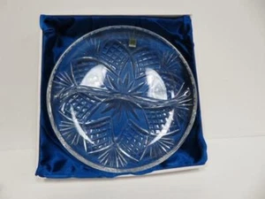 Crystal Hoya 9 1/2 " Etched divided platter Brand New - Picture 1 of 8