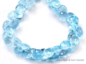 Gotas lagrimales micro facetadas de topacio azul 7-9x5-6,5 mm (4/10 cuentas) Select-A-Size A++ - Imagen 1 de 2