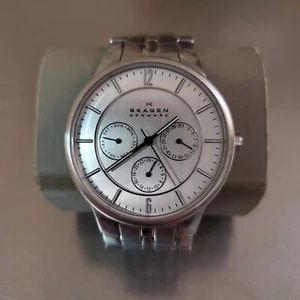 SKAGEN Men's Chronograph Watch Analog Quartz Silver Dial Date 6 inch 38 mm - Picture 1 of 10
