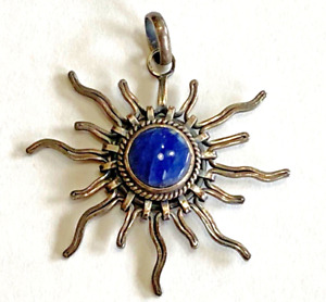 Silver & Blue Lapis Starburst Pendant, 950, 9g (silver&stone), 1 5/8"